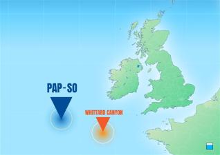 The PAP site is about 800 km west of Lands End.