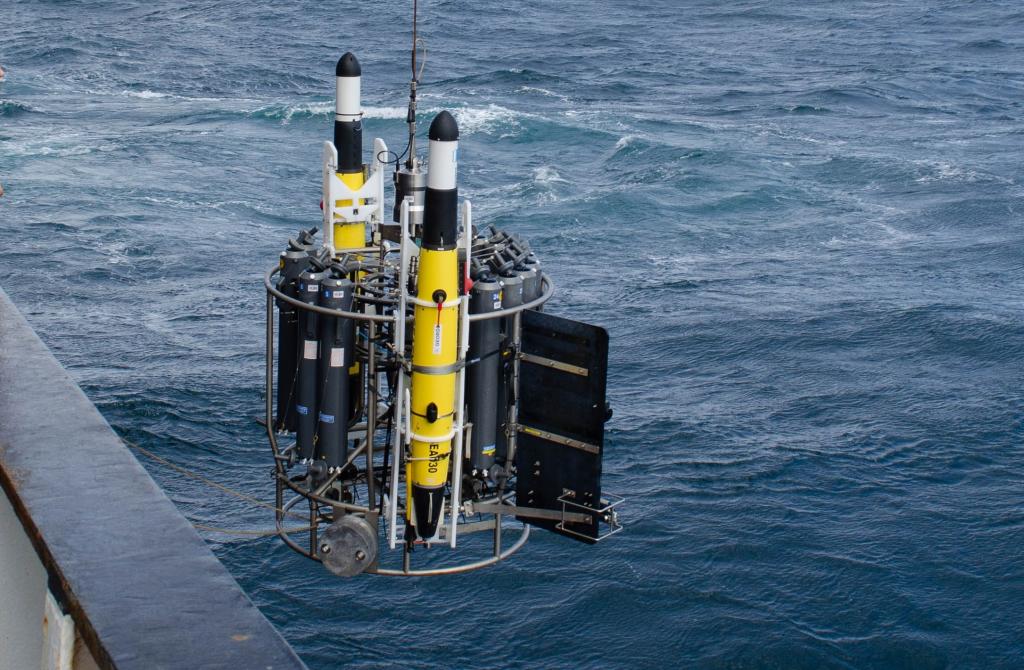 Calibrating the glider sensors by deploying them on the CTD rosette.