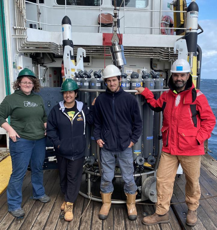 Dr Socratis Loucaides (far right) with GEORGE team members on the RRS James Cook.