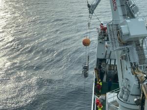 Deploying the LoCs in the Fram Strait. Image: Laura de Steur (NPI)