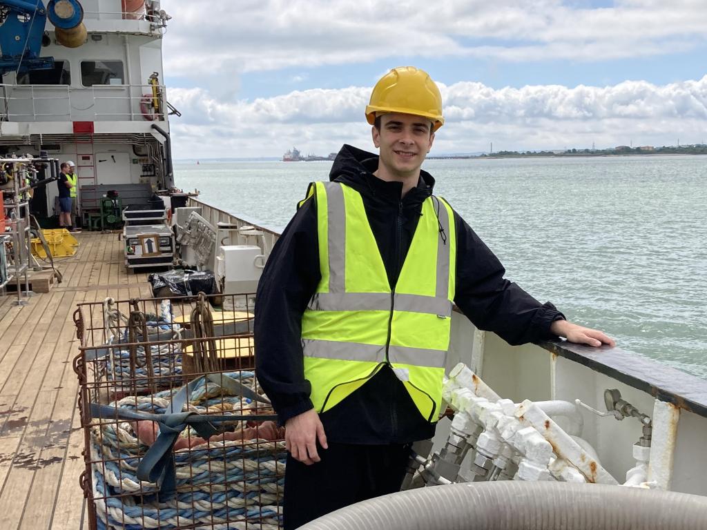 Ben Walker, onboard the RRS James Cook for his first research expedition.