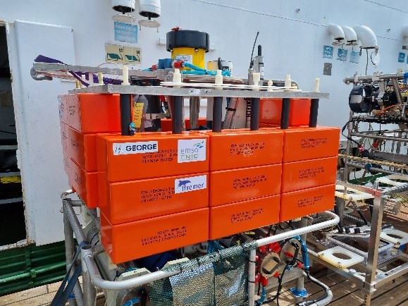The EMSO Generic Instrument Module EGIM lander is another autonomous platform being deployed as part of the GEORGE project. Can you spot Mini diver?