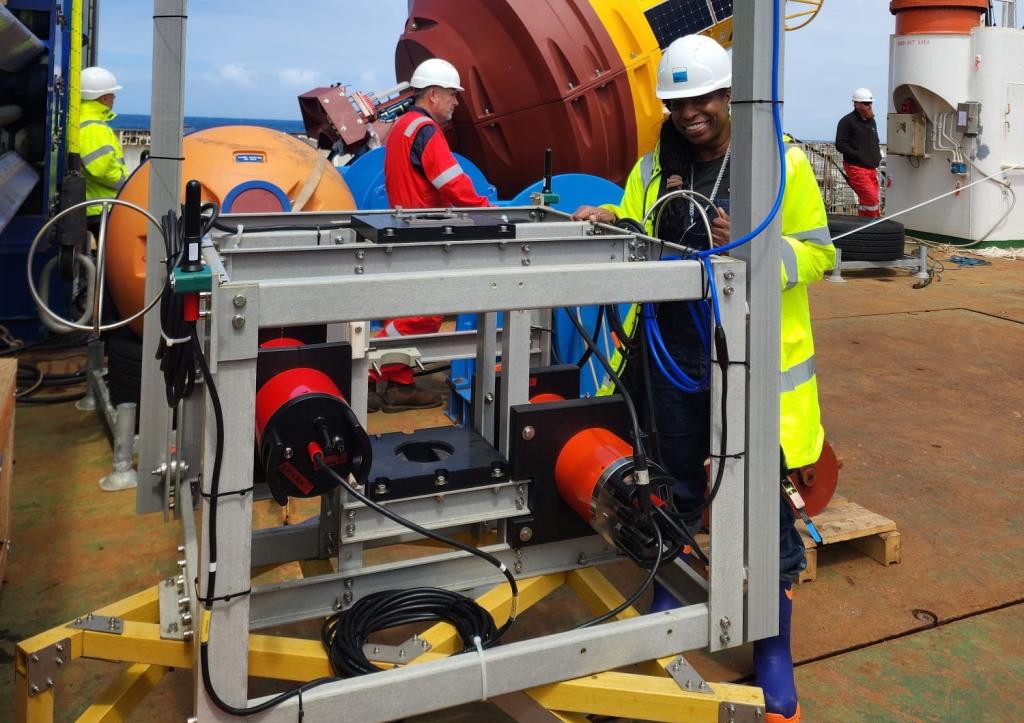 Dr Dara Farrell is leading the Soundscapes deployment onboard the RRS James Cook.