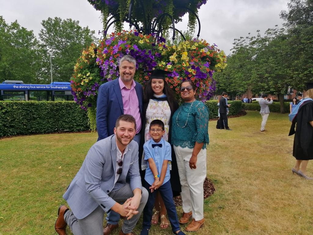 My immediate family in 2019: Dad (upper left), me (upper middle), Mum (upper right), my brothers Reuben (lower middle) and Jake (lower left). Mum, Reuben and I make up the extent of non-white people in the Smith family (go figure).