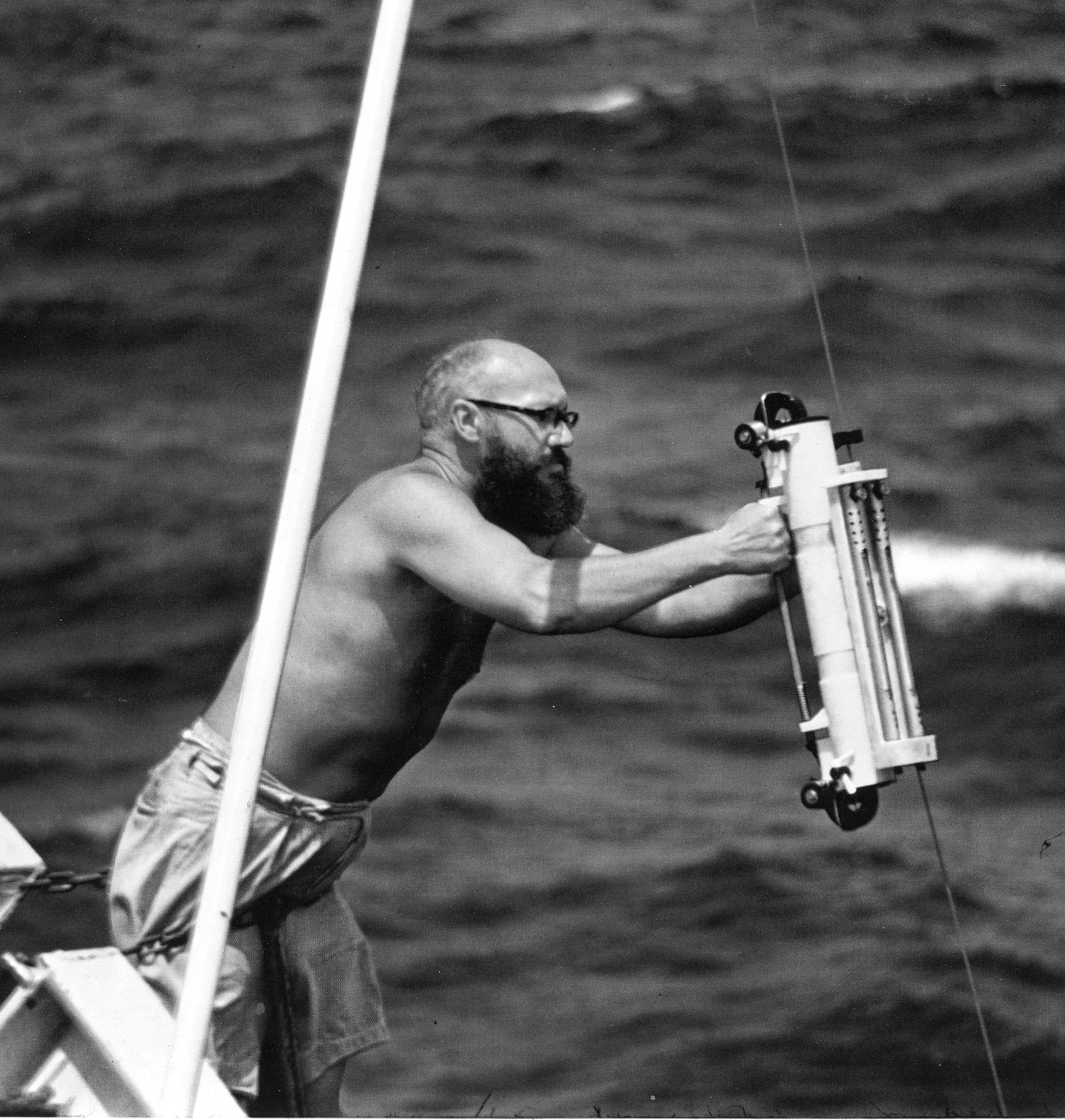 Measuring temperature and salinity in the 1960s.  