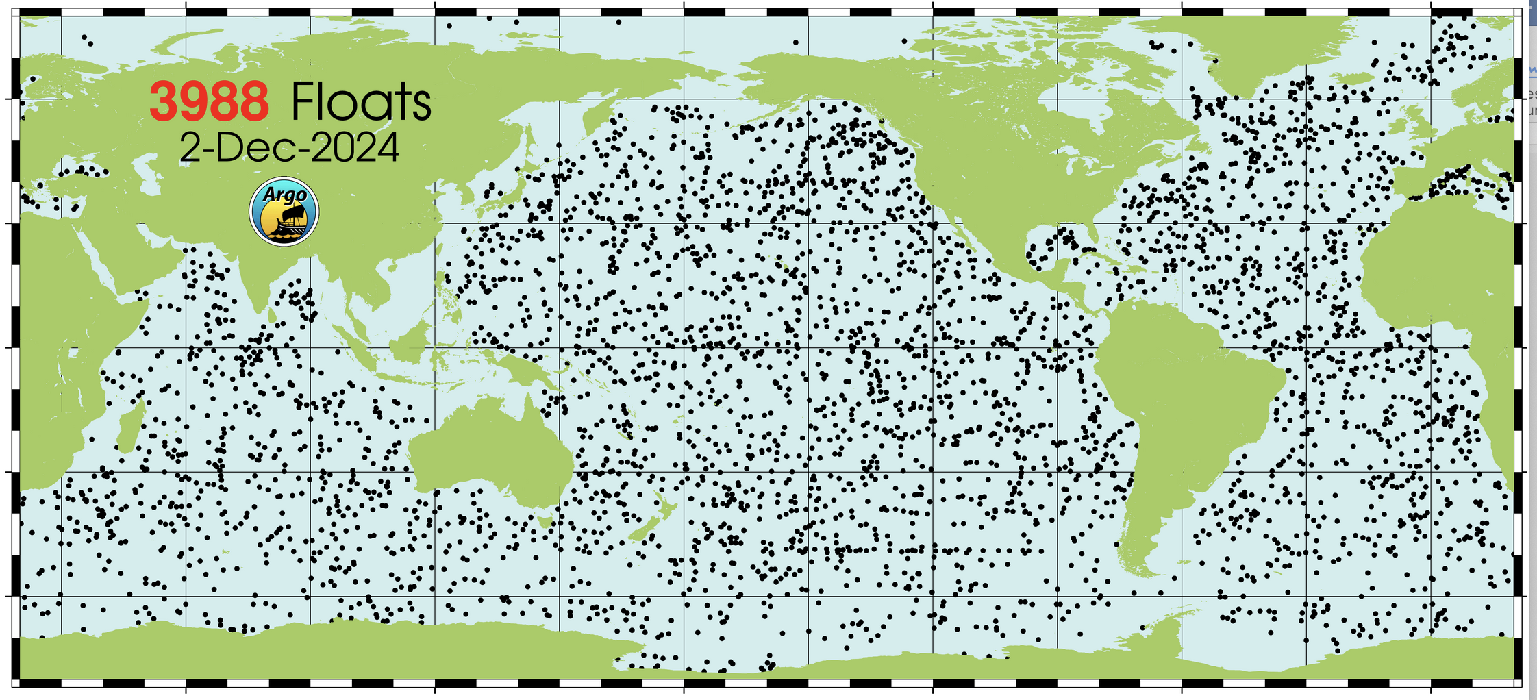 Today's global array of Argo floats.