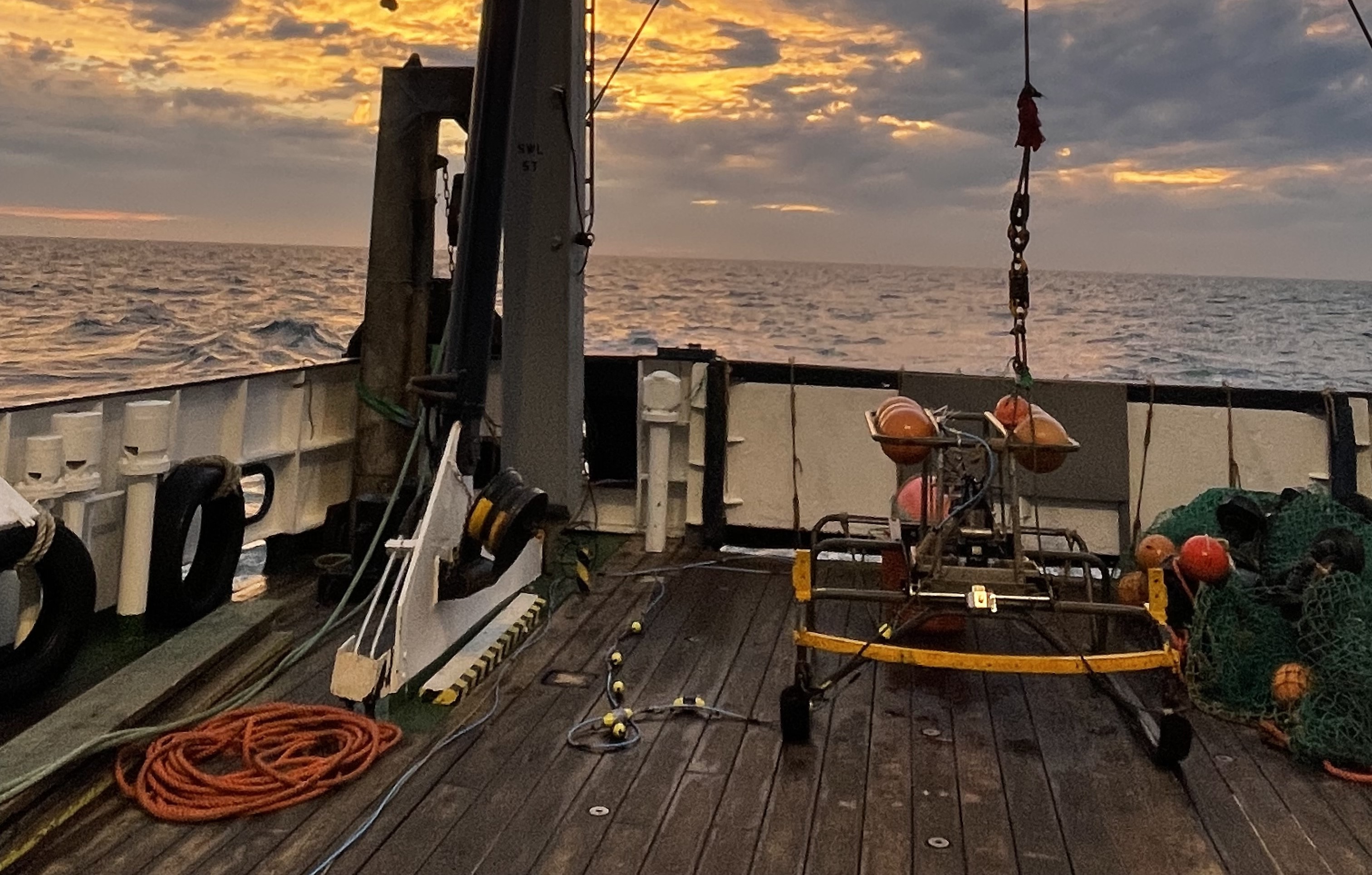 Epibenthic camera sled on the deck of the RV Prince Madog.