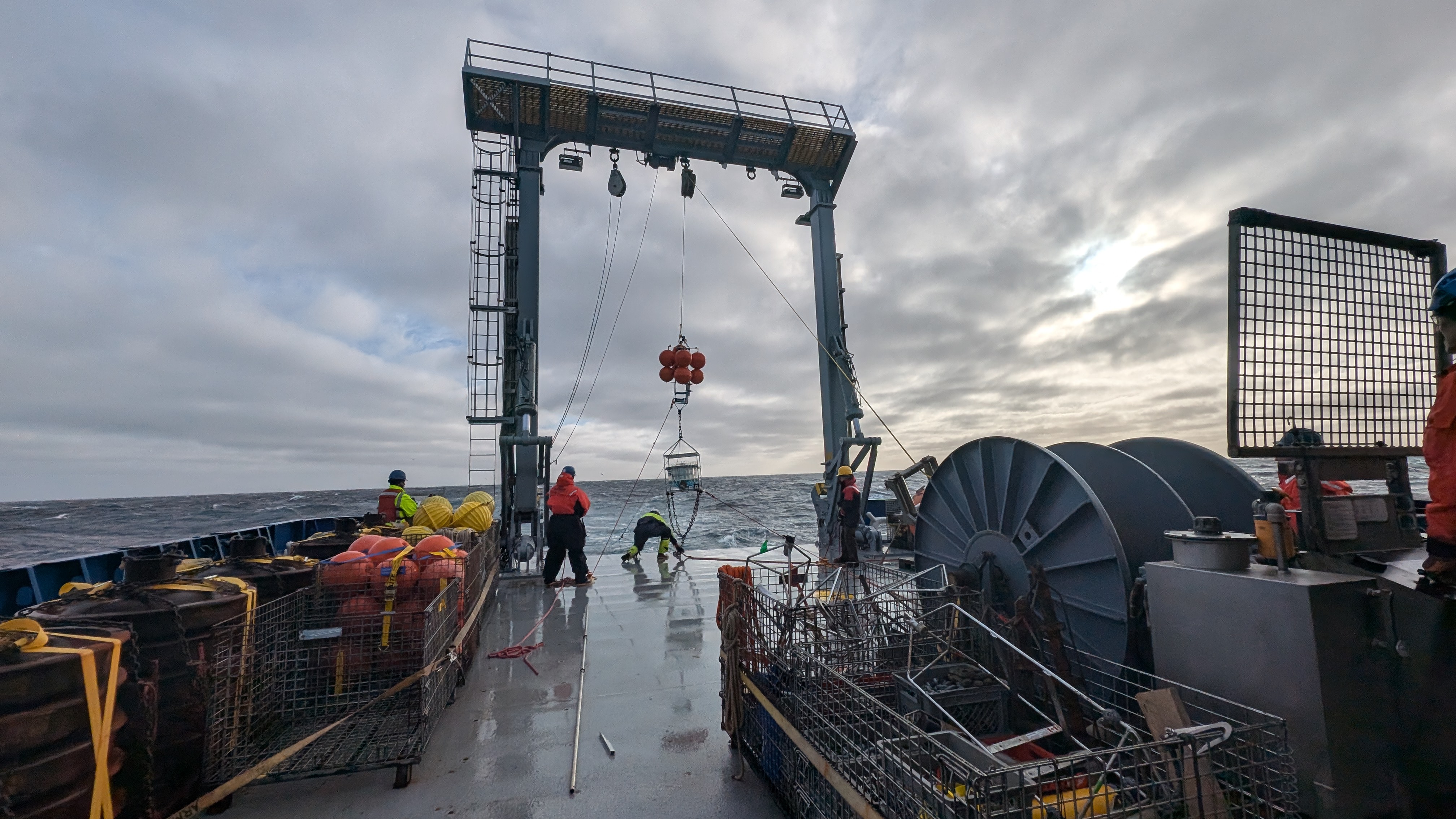 The back deck of a research ship. 